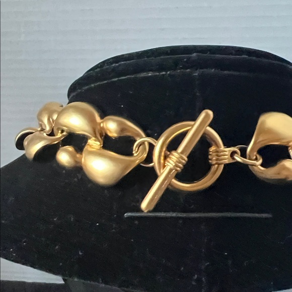 Gold Necklace and Red Stone Clip-On Earring Set 8” Drop - Picture 4 of 8